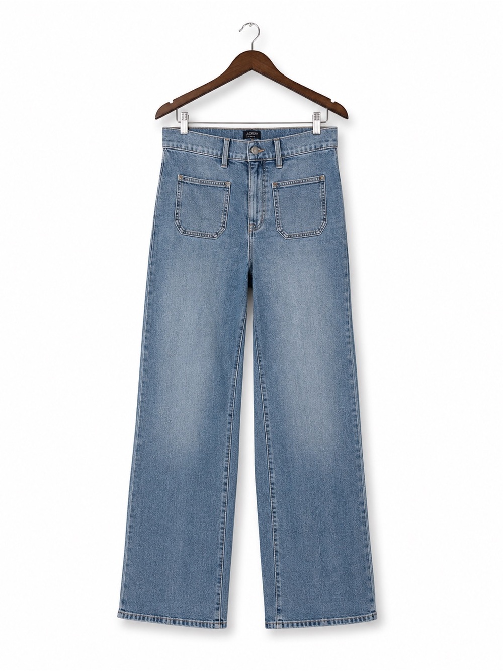 J.Crew Slim Wide Leg Jeans 26 Light Wash Utility Pocket Full Length Denim